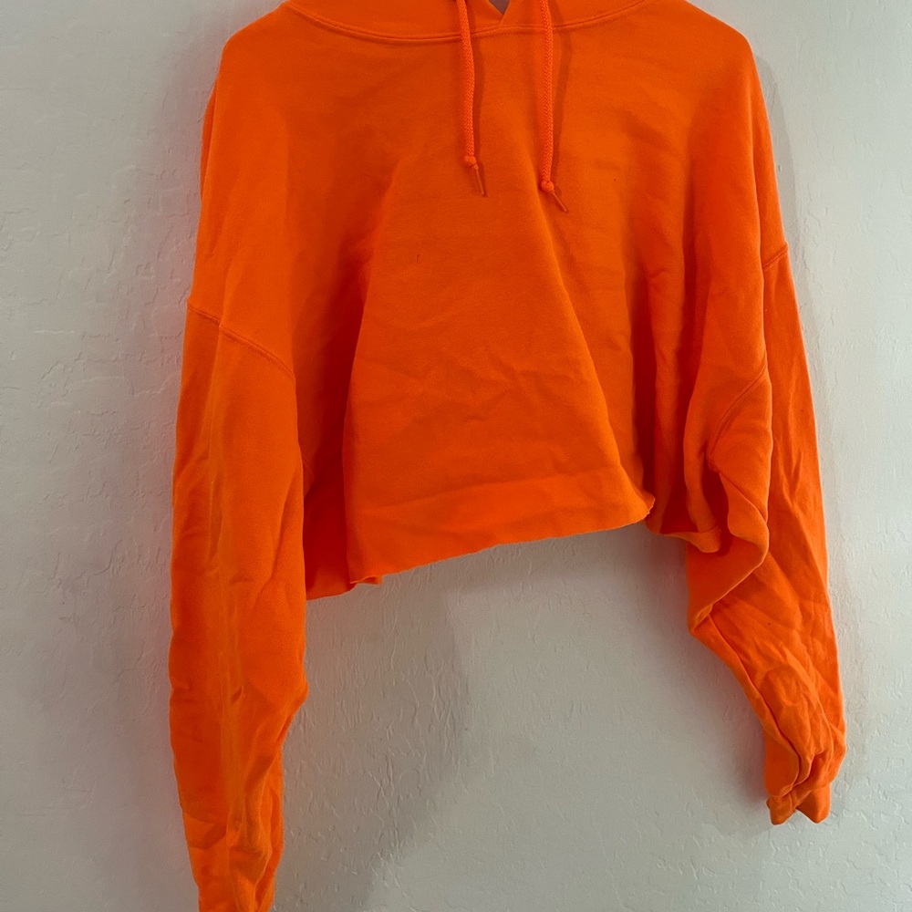 Orange Cropped Hoodie